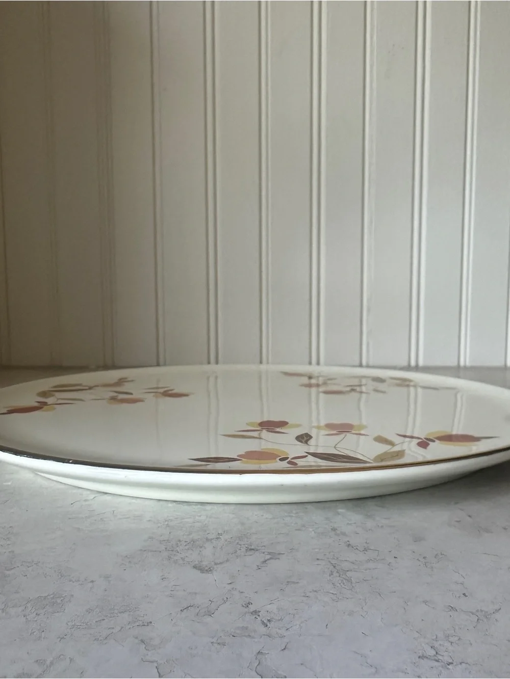 Vintage Superior Hall China Autumn Leaf Cake Plate Hot Plate Trivet 9.75” EUC